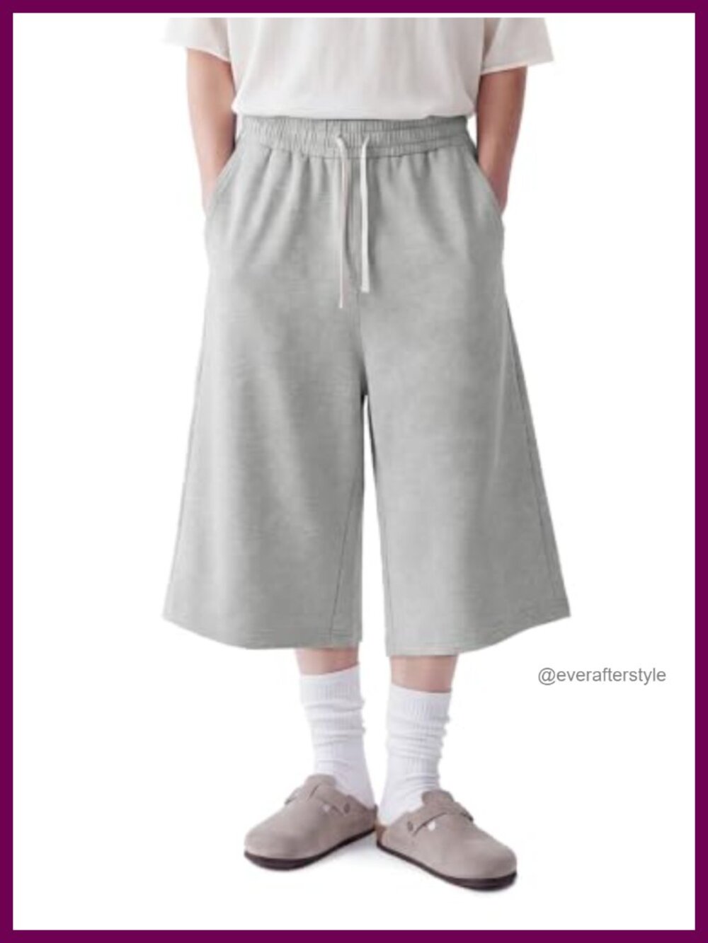 Men's Baggy Sweat Shorts Below Knee Wide Leg Capri Sweatpants